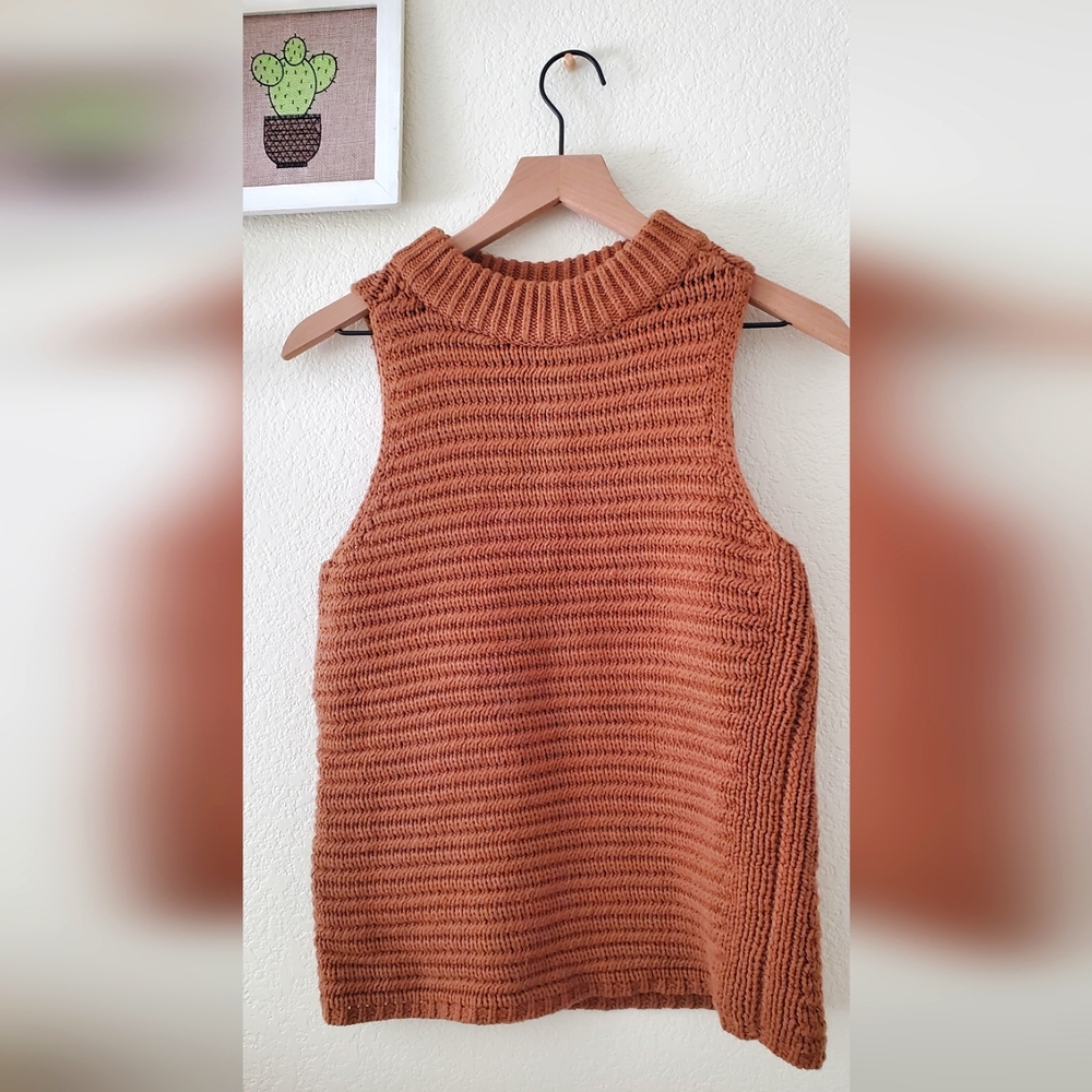 Rust Knit Sleeveless Sweater Vest